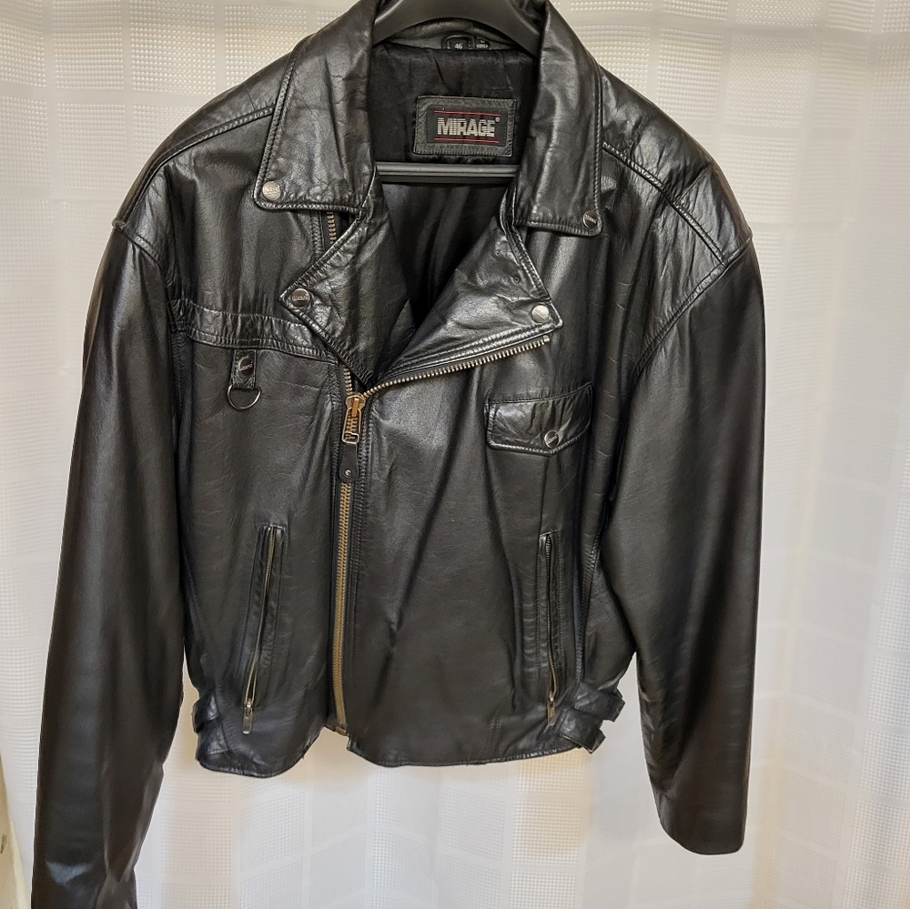 Vintage Mirage Leather Mens Size 46 Black Jacket